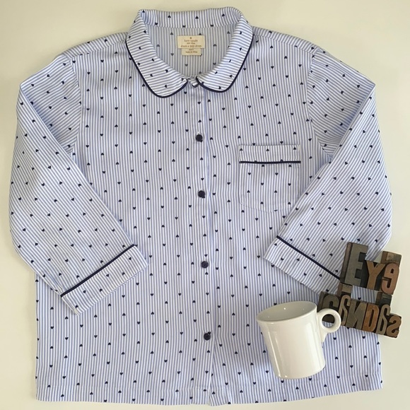 ♠️KATE SPADE NEW YORK 3/4 Sleeve Flannel 💙Pajama Top ONLY - Picture 3 of 9